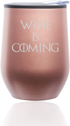 Miniatura 6 de Stemless Wine Tumbler Coffee Travel Mug Glass With Lid Wine Is Coming Funny (Turquoise Teal)