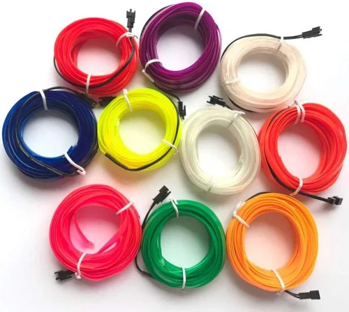 Miniatura 3 de ABALDI Luces Interiores de Coche Cable de Alambre EL Luces de Neón Ambiente Brillante Estroboscópico Electroluminiscente para Decoración