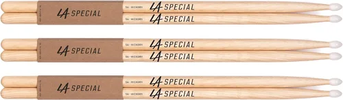 Miniatura 7 de Baquetas LA Specials - Baquetas de nogal 5A - Juego para tambores acústicos o electrónicos - Punta de madera ovalada - Peso y tono consistentes - 3