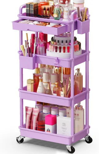 Miniatura 17 de SUNALLY Organizador de Carrito de Maquillaje con Cajones, Organizadores de Cuidado de la Piel de Piso Organizador de Almacenamiento de Tocador