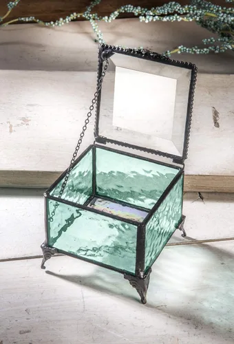 Miniatura 3 de Caja de cristal decorativa para joyería, anillo de exhibición, pulsera, aretes, organizador de almacenamiento, regalo de recuerdo para mamá, hija