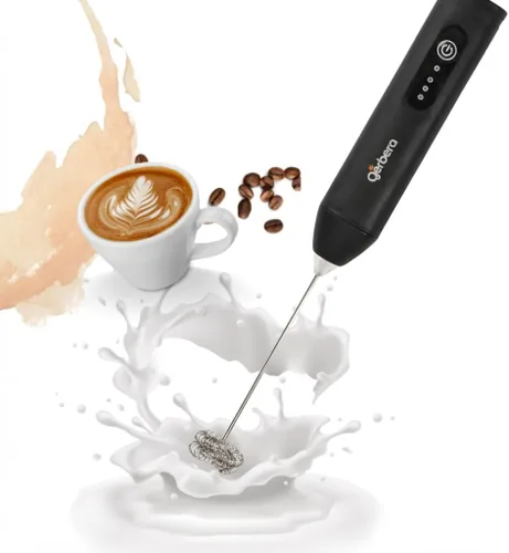 Gerbera Espumador de leche recargable de mano, máquina de espuma de batidor eléctrico ajustable de 3 velocidades, mezclador de bebidas de mano,