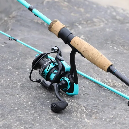 Miniatura 7 de Sougayilang Combo de caña de pescar y carrete, caña de pescar mediana con carrete giratorio, combo de baitcaster, mango de superpolímero A: Azul