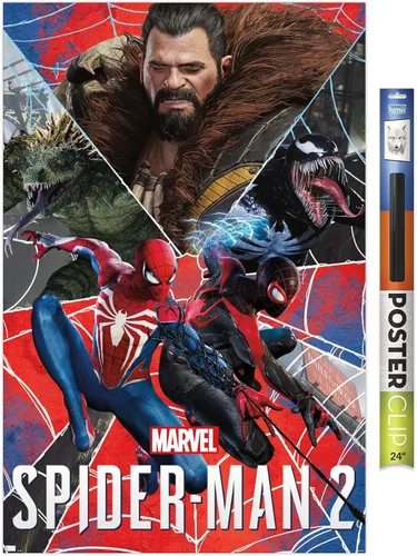 Miniatura 14 de Trends International Marvel's Spider-Man 2 - Póster de pared de grupo, 22.4 pulgadas de largo x 14.7 pulgadas, versión enmarcada en bronce Versión