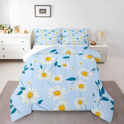 Miniatura 28 de Manfei Juego de Edredón Floral de Acuarela Tamaño Twin, Juego de Ropa de Cama de Flores Botánicas y Hojas 2 piezas, Edredón de Plumón de Flores