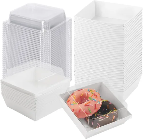 Miniatura 7 de Paquete de 50 cajas de charcutería con tapas transparentes, cajas pequeñas de charcutería de 4 pulgadas para presentar y transportar un surtido