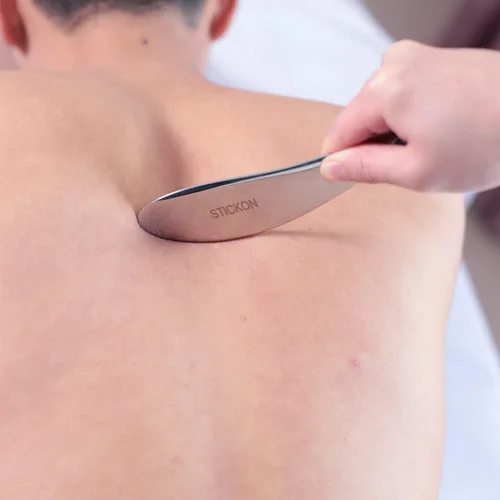 Miniatura 3 de STICKON Herramienta de masaje de raspado Gua Sha de acero inoxidable Herramientas IASTM gran herramienta de movilización de tejidos blandos