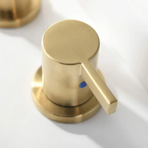 Miniatura 5 de Phiestina Grifo de lavabo de baño de oro cepillado generalizado de 8 pulgadas con 3 agujeros y 2 manijas con drenaje emergente de metal, WF040-1-BG