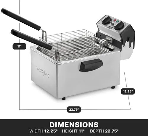 Miniatura 3 de Waring Freidora comercial WDF75RC de alta resistencia de 8.5 libras, incluye 4 cestas individuales y 2 cubiertas nocturnas - 1800 W, 120 V, enchufe