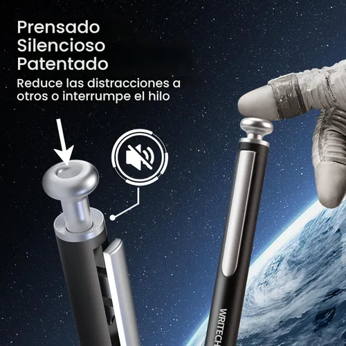 Miniatura 3 de WRITECH Bolígrafos de gel de punta fina: Bolígrafo retráctil de barril metálico premium de 0.7mm con tinta negra, 2 unidades con 2 recargas, sin