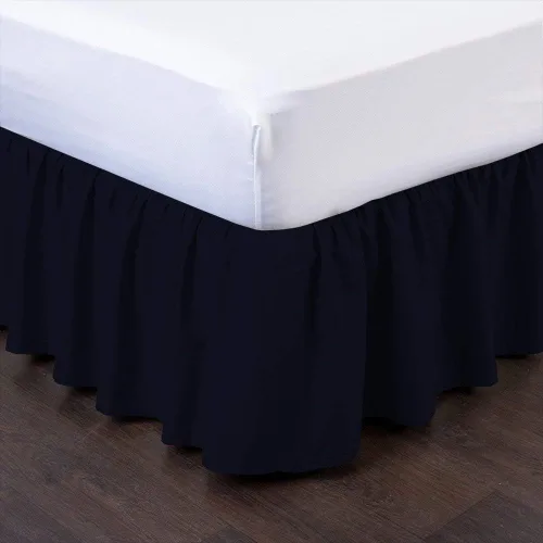 Miniatura 11 de Falda de cama – Falda de cama con volantes (individual, rosa) de 12 pulgadas de caída de polvo con plataforma, tela 100% algodón de 800 hilos, falda