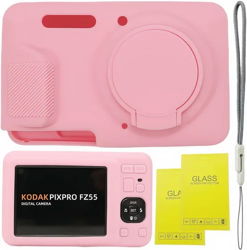 Miniatura 12 de Funda para Kodak PIXPRO FZ55, accesorios FZ55, funda protectora de silicona suave con tapa de lente extraíble, viene con 2 protectores de pantalla