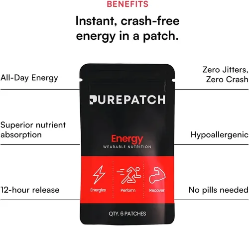 Miniatura 4 de Pure Patch® Energy Patch - Parche tópico inspirado en botánicos con cafeína, aminoácidos y mezcla de electrolitos, formato no ingestible, 30 parches