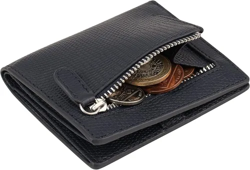 Miniatura 3 de BOTANNER Mini monedero de bolsillo compacto de cuero para mujer con seguridad RFID - NEGRO, marino, Minimalista