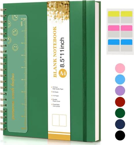 Miniatura 39 de Lined Spiral Notebook Journal 8.5” x 11”, A4 Large Notebooks for Women Men, College Ruled Journal, 100 GSM Paper, Plastic Hardcover Spiral Bound