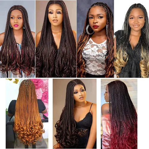 Miniatura 7 de Cabello trenzado rizado francés negro de 22 pulgadas preestirado, paquete de 3 unidades, textura Yaki, trenzado con rizo español, extensión
