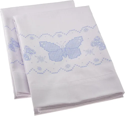 Miniatura 2 de Janlynn Par de fundas de almohada con diseño de mariposas, punto de cruz, 20 x 30 pulgadas