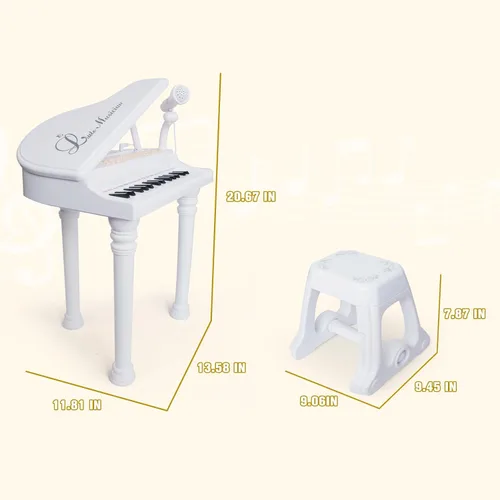 Miniatura 8 de Love&Mini - Teclado/piano electrónico de juguete con 31 teclas como regalo de cumpleaños para niñas bebés de 3 años de edad, con micrófono, taburete