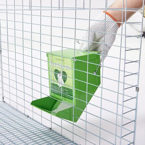 Miniatura 6 de Comedero de metal para animales pequeños con tapa, resistente, dispensador de alimentos de gran capacidad, ideal para conejos, cobayas, chinchillas