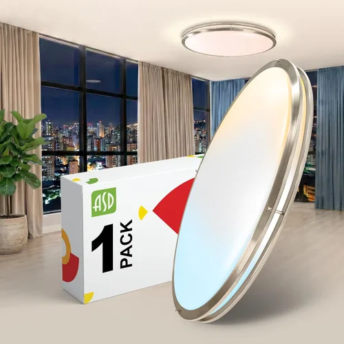 Miniatura 38 de ASD Lámpara LED de techo de montaje empotrado de 18 pulgadas, interruptor de 28 W, 100-277 V, 2750 lúmenes, 3000 K/4000 K/5000 K, regulable, Níquel