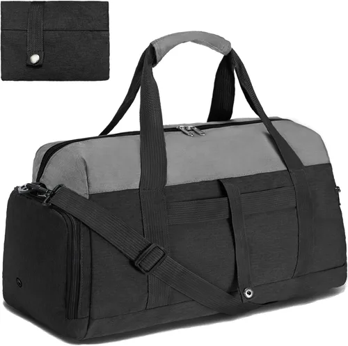 Bolsas de gimnasio para mujeres y hombres con compartimento para zapatos y artículos húmedos, bolsa de lona plegable de 40 L, bolsa de lona ligera