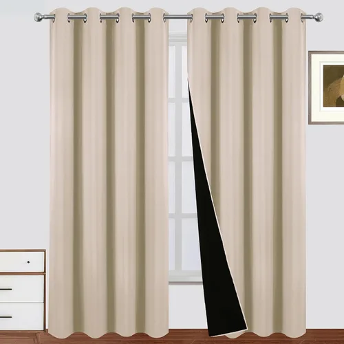 Miniatura 25 de LEMOMO Cortinas 100% opacas de 52 x 95 pulgadas, 2 paneles de oscurecimiento con aislamiento térmico para dormitorio Negro