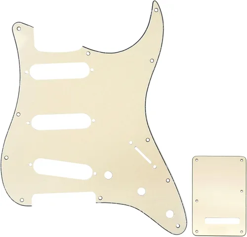 Miniatura 18 de Juego de carcasa para guitarra eléctrica Musiclily SSS 11 agujeros Stratocaster para Fender, hecho en México/EE. UU., crema (1Ply Cream)