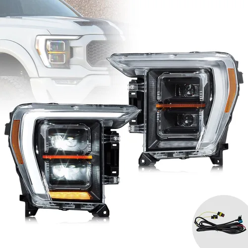 Miniatura 12 de VLAND - Faros delanteros LED para Ford F150 2021-2023 [solo apto para F-150 con luz halógena/xenón OEM], DRL amarillo o blanco, no para Raptor