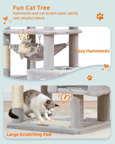 Miniatura 4 de Taoqimiao Árbol para gatos, torre para gatos de 68 pulgadas para gatos de interior, condominio para gatos de varios niveles de felpa con 6 postes