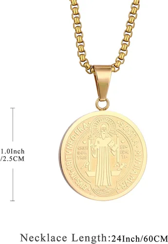 Miniatura 2 de Yonhon Collar con medalla de San Benito, pulsera de acero inoxidable, regalo católico de exorcismo para hombres