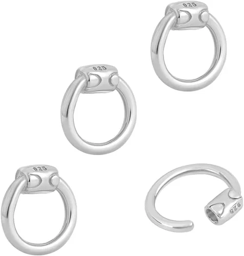 PH PandaHall 4 anillos de plata de ley con bloqueo, anillo de conector de platino de 0.236 pulgadas, calibre 18, anillos de cadena de correo para