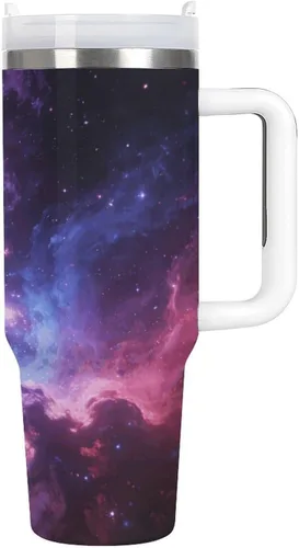Miniatura 9 de Cosmic Nebula Travel Coffee Tumbler Stainless Steel,Coffee Mug with Lid & Straw,Cup with Handle,Large Capacity,Double Wall Vacuum Leak Proof Ice