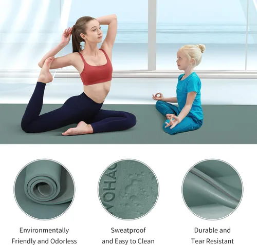 Miniatura 4 de Tapete de yoga extra grueso de 0.315 pulgadas, 72 x 28 pulgadas, tapete de ejercicio antideslizante, reversible de 2 lados de doble