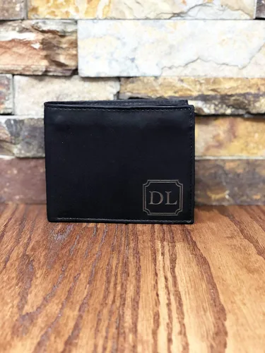 Miniatura 9 de Cartera personalizada de cuero marrón genuino de dos pliegues marrón