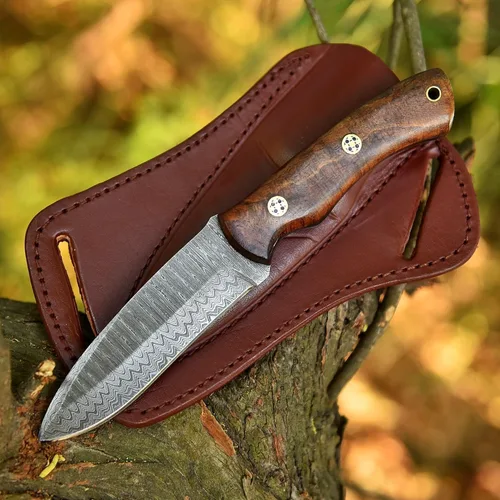 Miniatura 27 de Cuchillos de Damasco Hechos a Mano Personalizados de Acero de Damasco Cuchillo de Caza para Desollar, Camping, Exterior - Cuchillos de Caza de Hoja