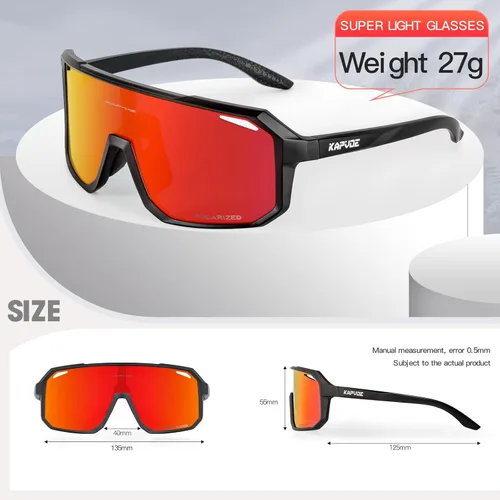 Miniatura 5 de KAPVOE Gafas de sol polarizadas para ciclismo, deportes, UV400, para correr, pesca, béisbol, para hombres y mujeres, K62 Rojo