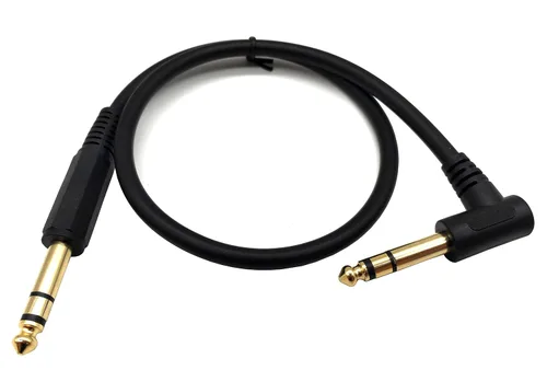 Miniatura 2 de Cable de instrumento de guitarra de 1/4 de pulgada, ángulo de 90 grados, conector TRS macho a 1/4 de pulgada, cable de audio TRS macho para guitarra