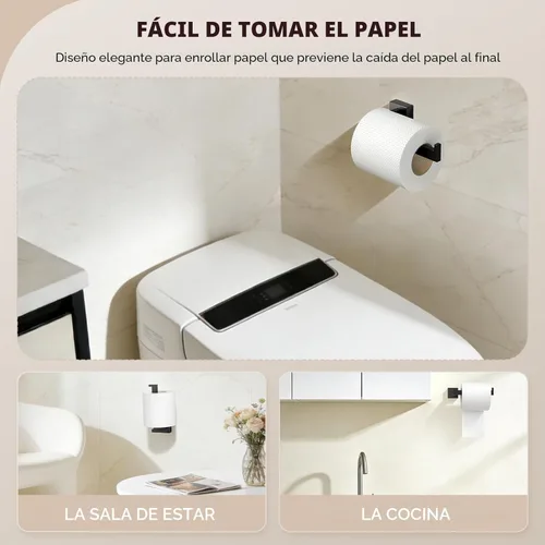 Miniatura 3 de Juego de accesorios de baño de 5 piezas en negro mate, juego de barras de toallas de baño de acero inoxidable SUS304, toalleros para baño montados
