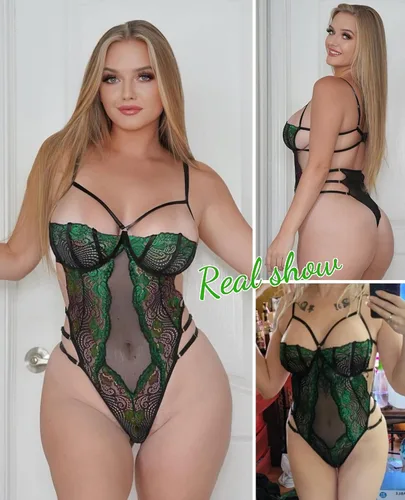 Miniatura 3 de Avidlove Lencería de peluche para mujer body de encaje con tirantes en V profundo babydoll de una pieza