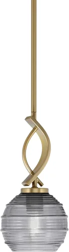 Miniatura 81 de Toltec Lighting Cavella Stem Colgado Mini colgante, acabado grafito, vidrio de muselina blanca de 4 pulgadas