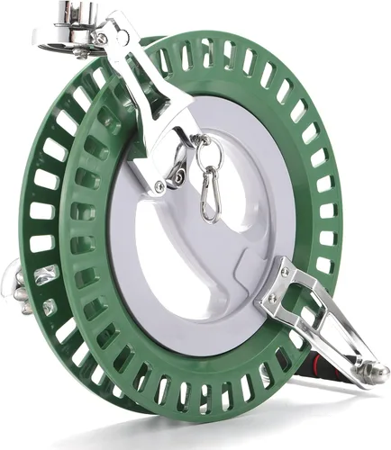 Miniatura 5 de Carrete profesional de cometa de 10.6 pulgadas, rodillo de metal estable con cinturón para cometas grandes Verde