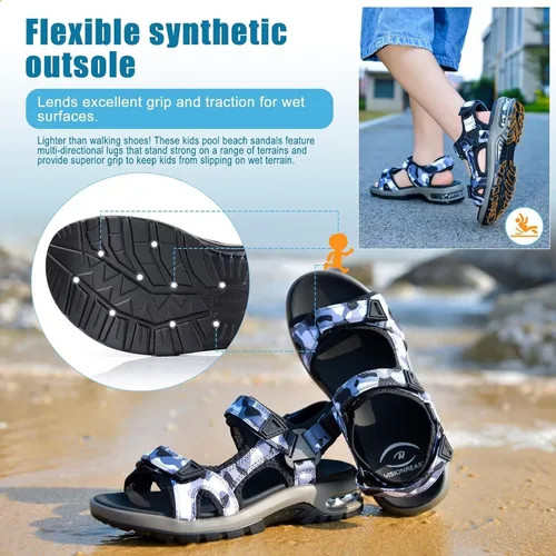 Miniatura 3 de visionreast Sandalias deportivas de moda para niños, con estampado de camuflaje, sandalias deportivas al aire libre, sandalias casuales para la playa