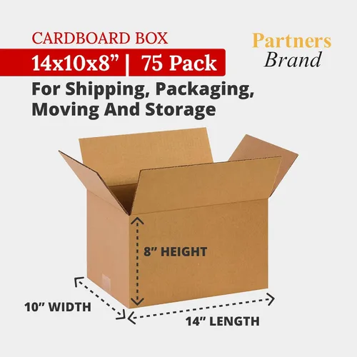 Miniatura 2 de Partners Brand Cajas de cartón corrugado de 14 x 10 x 8, 14 pulgadas de largo x 10 pulgadas de ancho x 8 pulgadas de alto, paquete de 75 Envío