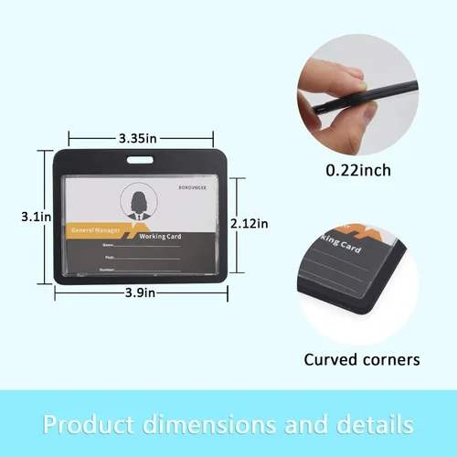 Miniatura 2 de Paquete de 3 soportes horizontales para tarjetas de identificación transparentes de doble cara, impermeable, resistente, para tarjetas
