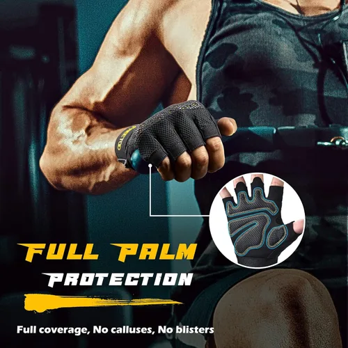 Miniatura 2 de FREETOO - Guantes de entrenamiento para hombres, guantes para levantamiento de pesas con protección completa de la palma, ultra ventilados