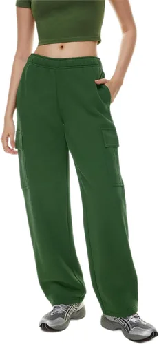 QIBABU Pantalones deportivos tipo cargo de forro polar para mujer, estilo casual, holgados, pierna ancha, pantalones deportivos con parte inferior