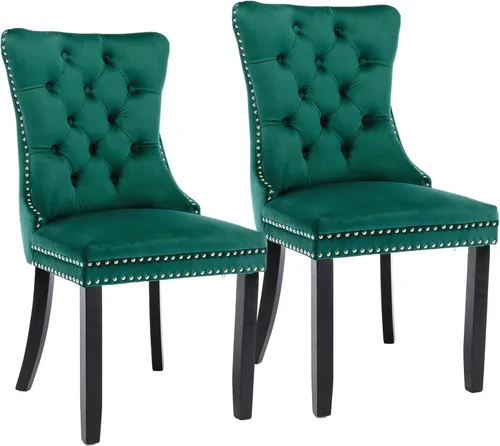 Miniatura 54 de Silla de comedor copetuda moderna de terciopelo para comedor, sillas de comedor tapizadas con remache de clavo, anillo trasero para cocina, comedor