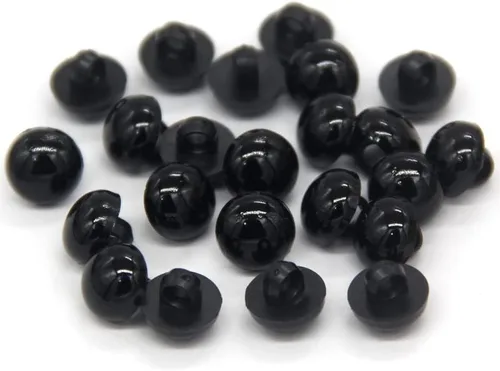 Miniatura 9 de 100 botones de seguridad negros de 0.394 pulgadas, cuentas redondas de plástico sólido abovedado, para ropa, camisas, faldas, abrigos, para juguetes