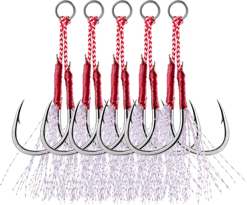 Miniatura 2 de Goture Kit de ganchos de asistencia de pesca dobles, gancho de asistencia de plantilla, gancho de brillo lento, rápido otoño, anzuelo de pesca