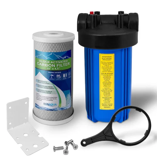 Sistema purificador de filtro de agua para toda la casa, carcasa grande con botón de alivio de presión, puerto de latón de entrada/salida de 1
